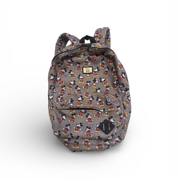 Disney Vans Mickey Mouse Old Skool Backpack Multiple Mickeys on Grey Background